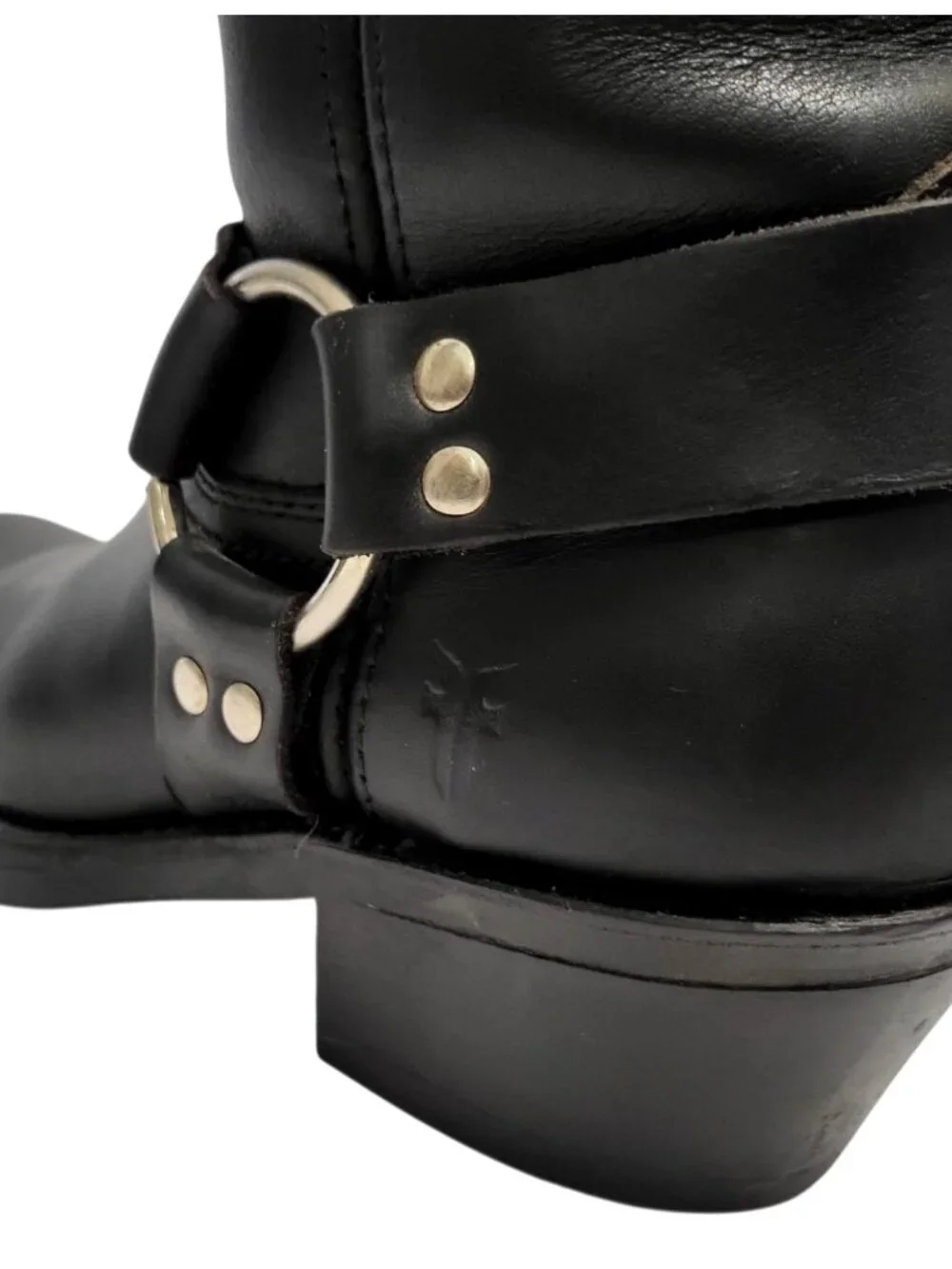 FRYE 8R Harness Short Boot Black Oiled Leather Western Cowgirl Moto Engineer